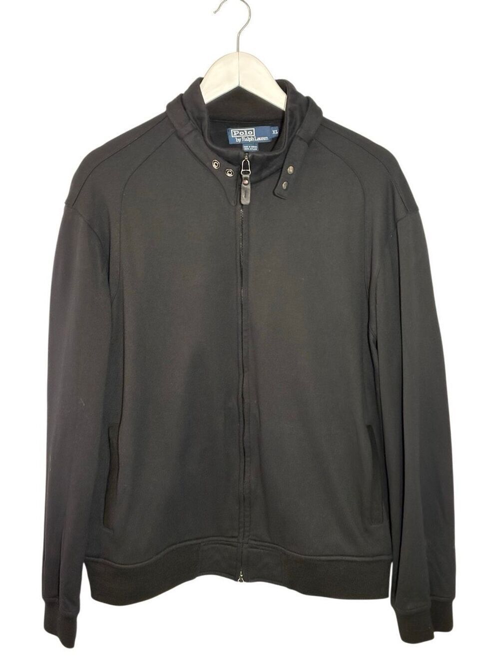 Polo Ralph Lauren black 1990’s style jacket with funnel collar and snap closure